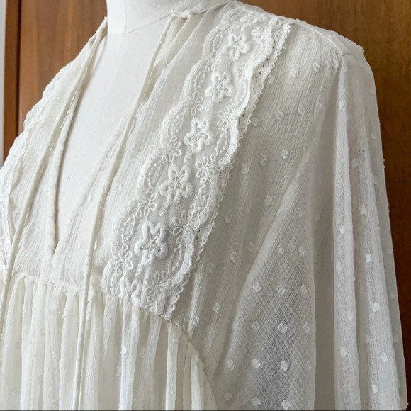 (Sold) Zara Dotted Mesh Blouse with Lace - Picture 7 of 7